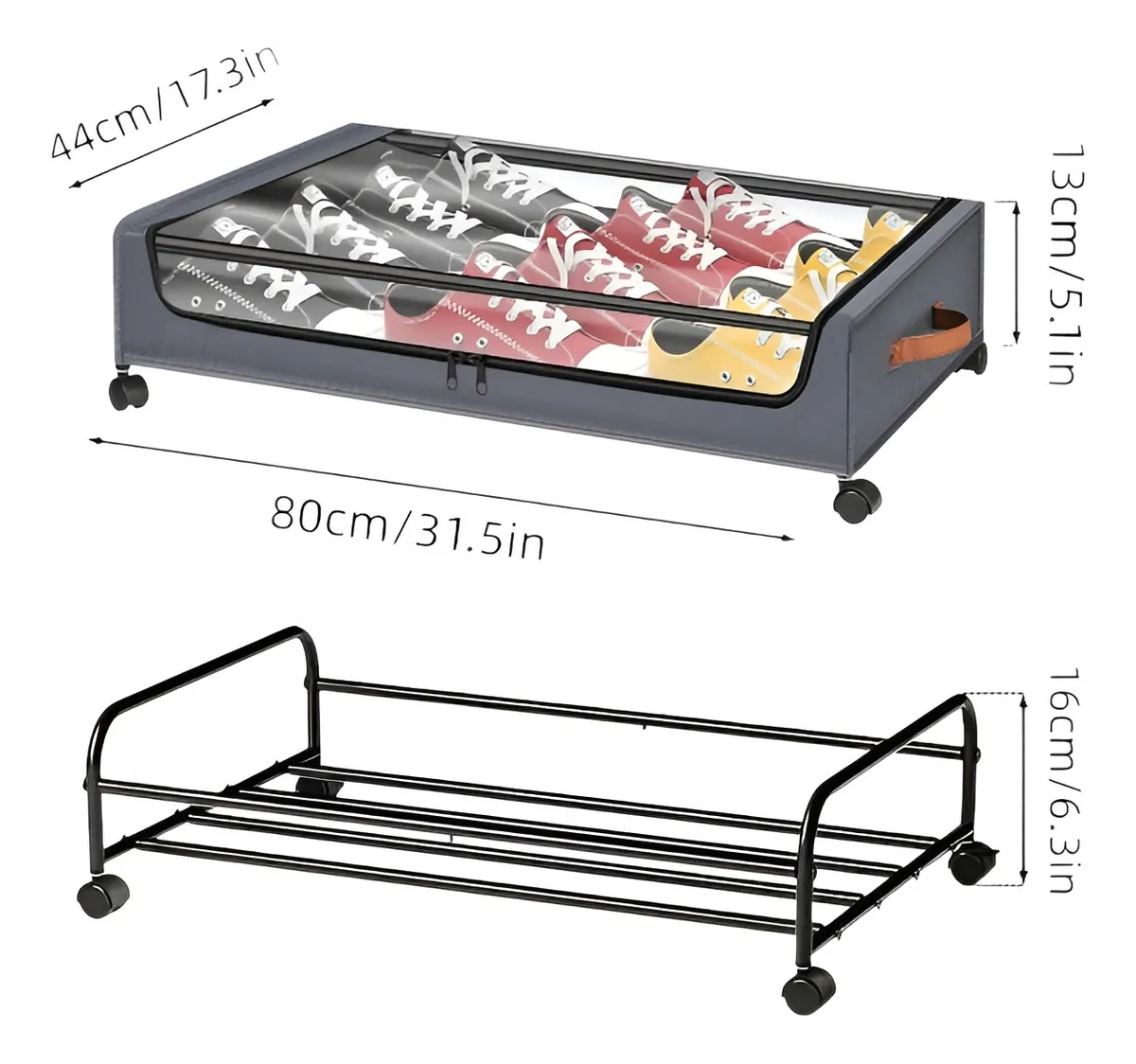 2 Cajas Almacenamiento Caja Organizadora Grande Cajones 80cm Cajas Organizadoras Bajo Cama - imagen 3