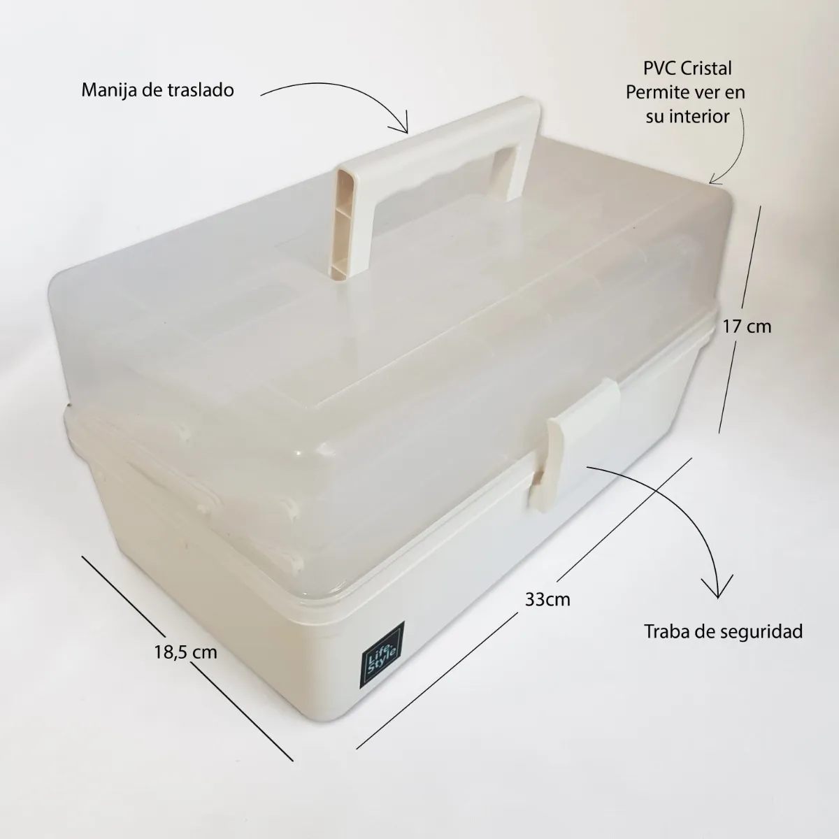Maletín Plástico Grande Compartimientos Desplegables Interno - imagen 3
