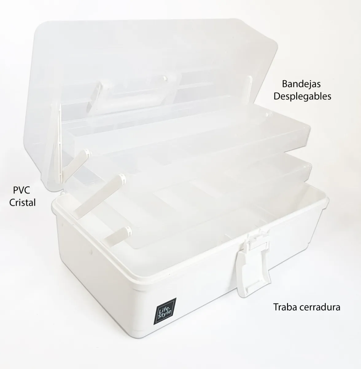 Maletín Plástico Grande Compartimientos Desplegables Interno - imagen 6