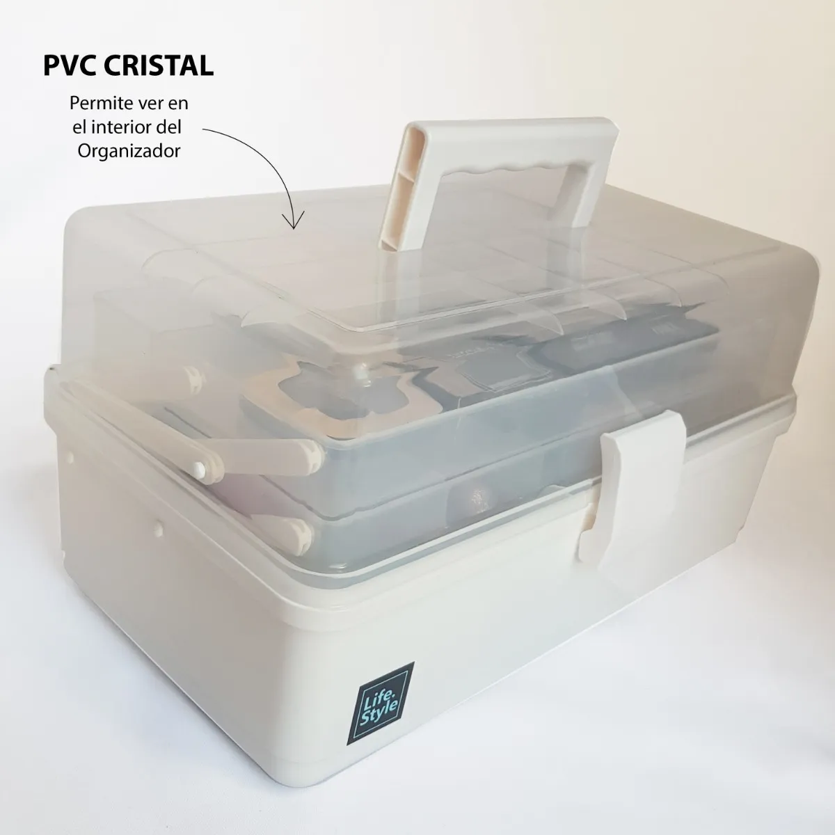 Maletín Plástico Grande Compartimientos Desplegables Interno - imagen 8