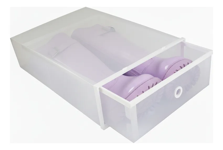 Pack X6 Cajas Guardar Botas Mujer Zapatero Apilable Moderno - Blanco - imagen 5