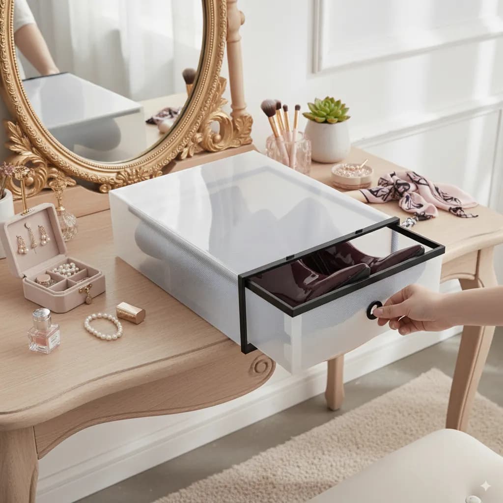 Pack X6 Cajas Guardar Botas Mujer Zapatero Apilable Moderno - Blanco - imagen 7