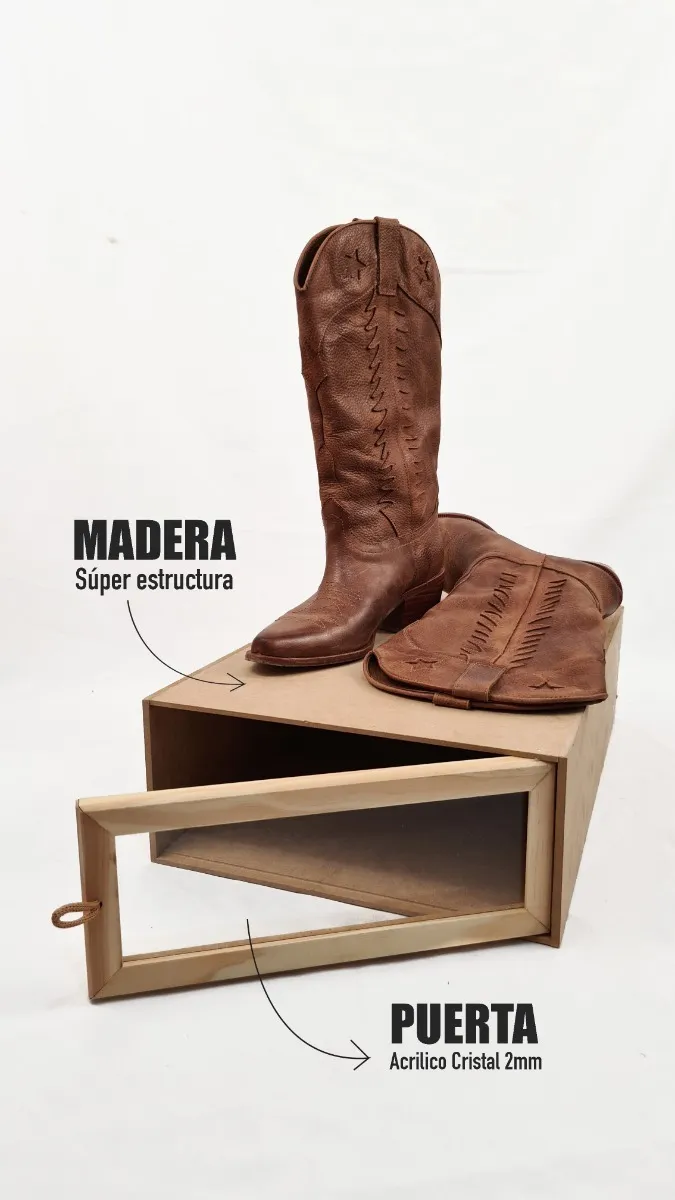 Caja Organizadora De Botas En Madera Rígidas Visor Acrílico - imagen 9