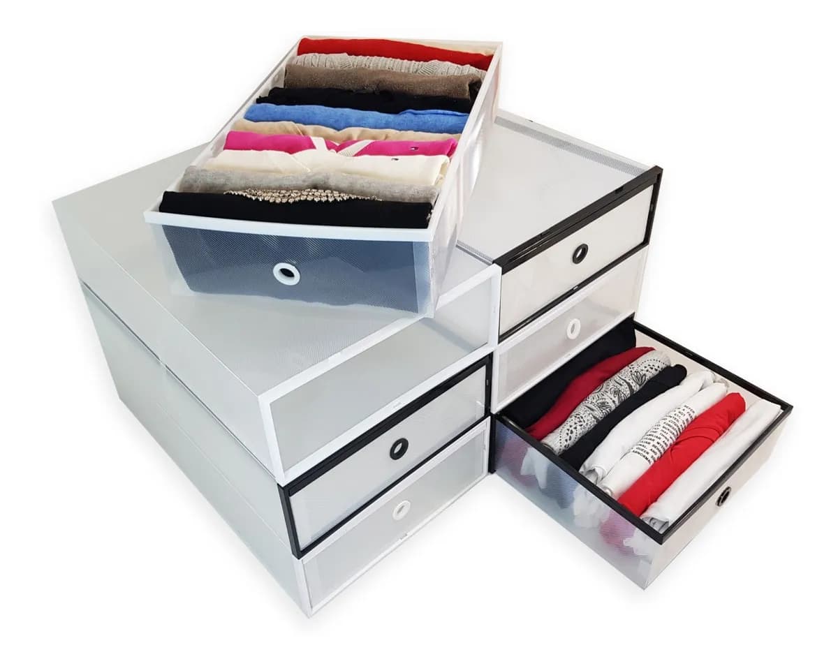 Pack X2 Organizador De Ropa Cajonera Grande Transparentes