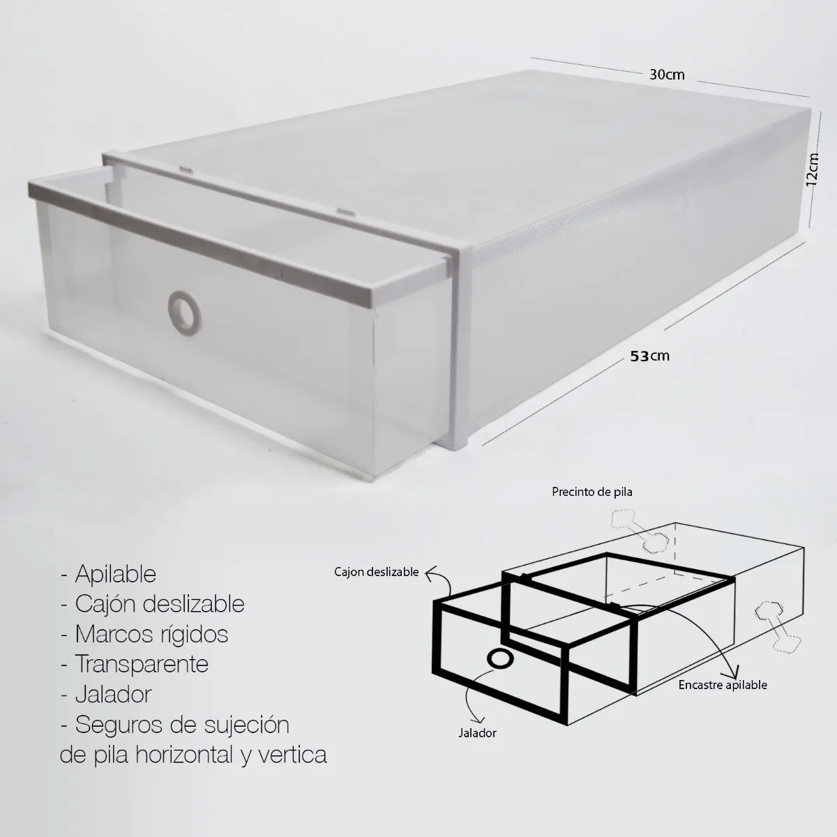 Pack X2 Organizador De Ropa Cajonera Grande Transparentes - imagen 2