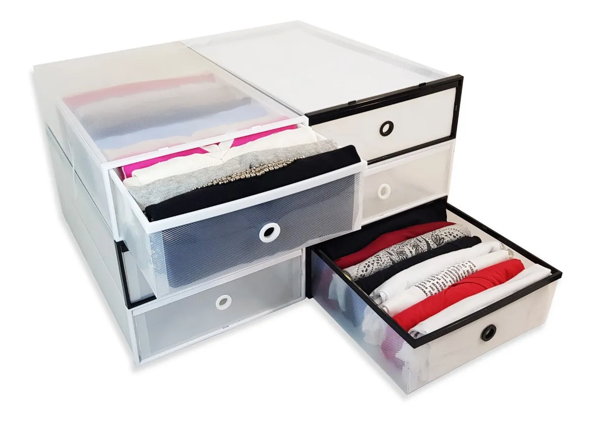 Pack X2 Organizador De Ropa Cajonera Grande Transparentes - imagen 4