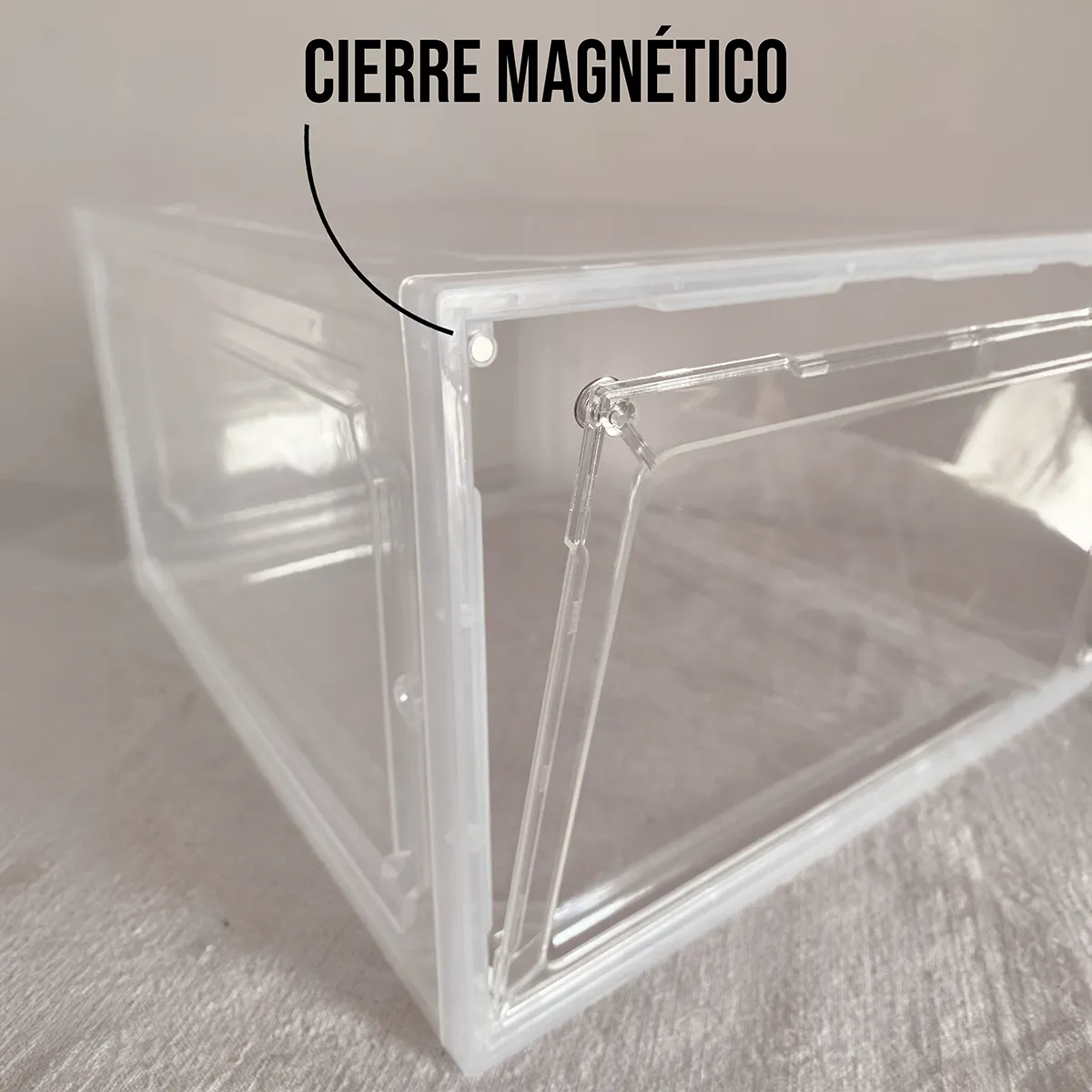 Organizador Acrilico De Zapatos Cierre Con Imanes Pack 6 - Transparente - imagen 3