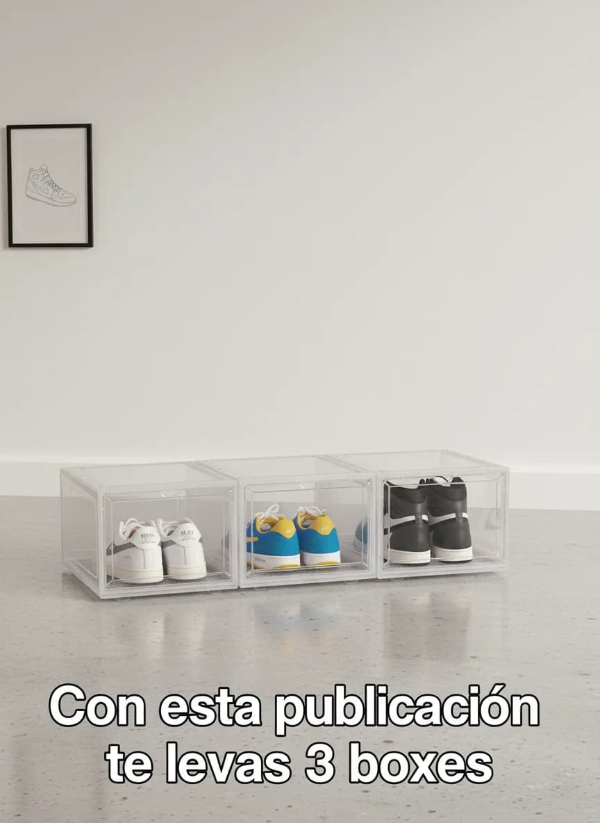 Pack X3 Box Zapatero Para Zapatillas Colección Snkrs - Cristal - imagen 2