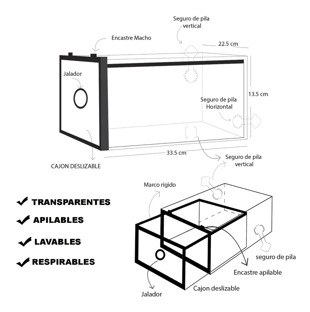 Organizador De Zapatos Cajoncito P/12 Talle 44 Transparente - imagen 4