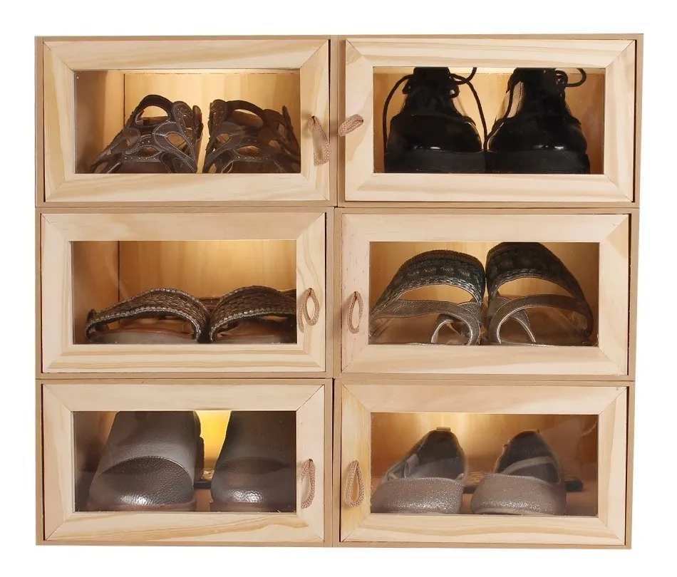 Un Unidad Caja Organizadora De Zapatos En Madera Y Acrílico - Madera - Lisa - imagen 2