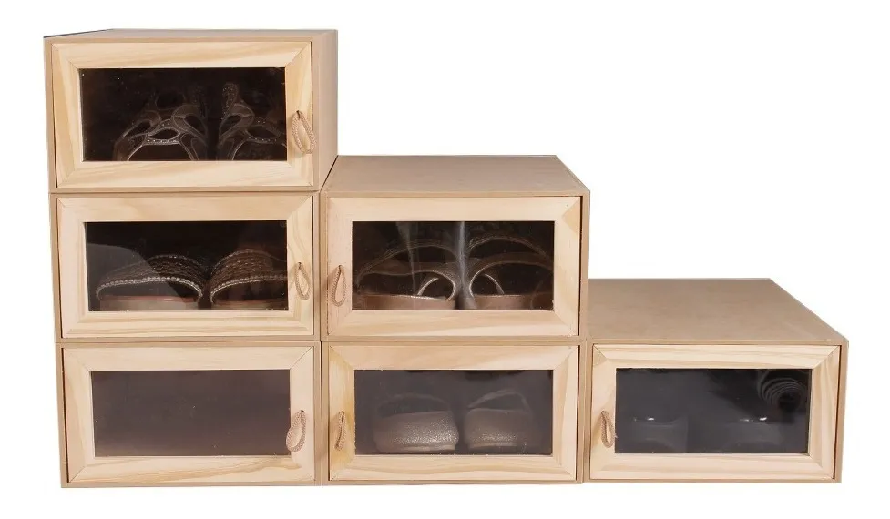 Un Unidad Caja Organizadora De Zapatos En Madera Y Acrílico - Madera - Lisa - imagen 3