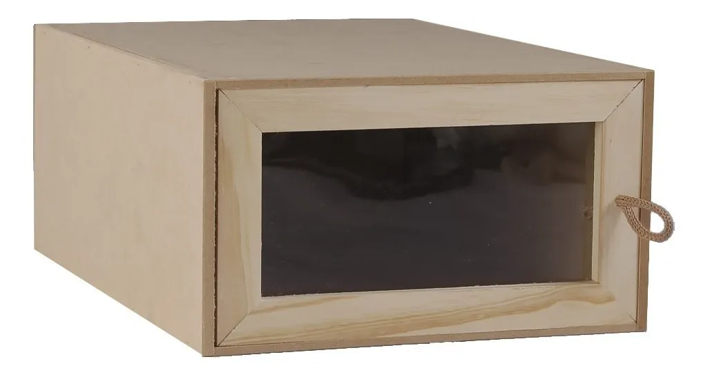 Un Unidad Caja Organizadora De Zapatos En Madera Y Acrílico - Madera - Lisa