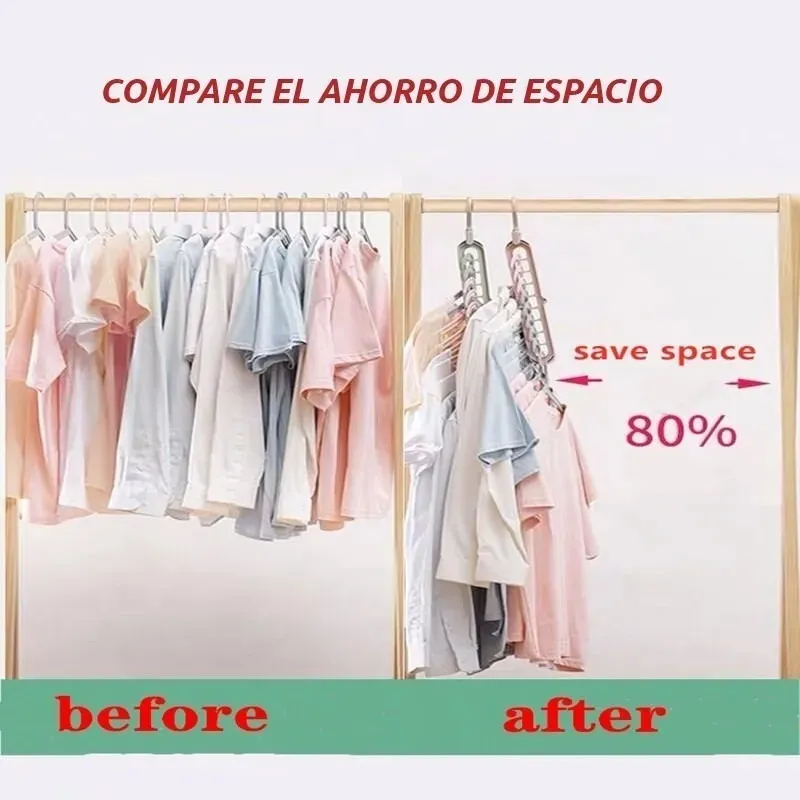 Percha Mágica 9 Agujeros Ahorro Espacio Ropero 3 Posiciones - imagen 4