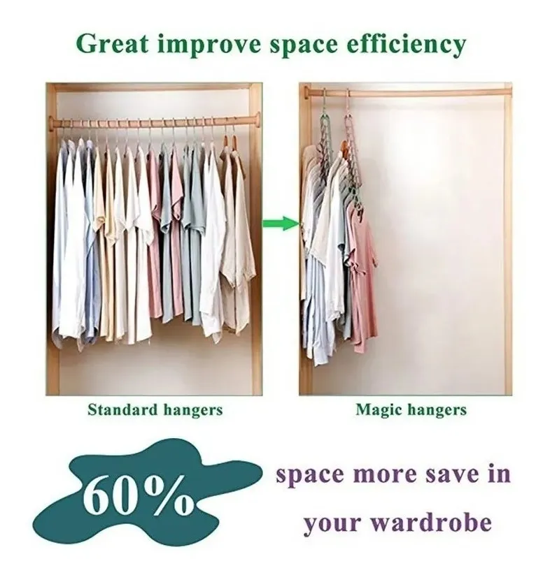 Percha Mágica 9 Agujeros Ahorro Espacio Ropero 3 Posiciones - imagen 7