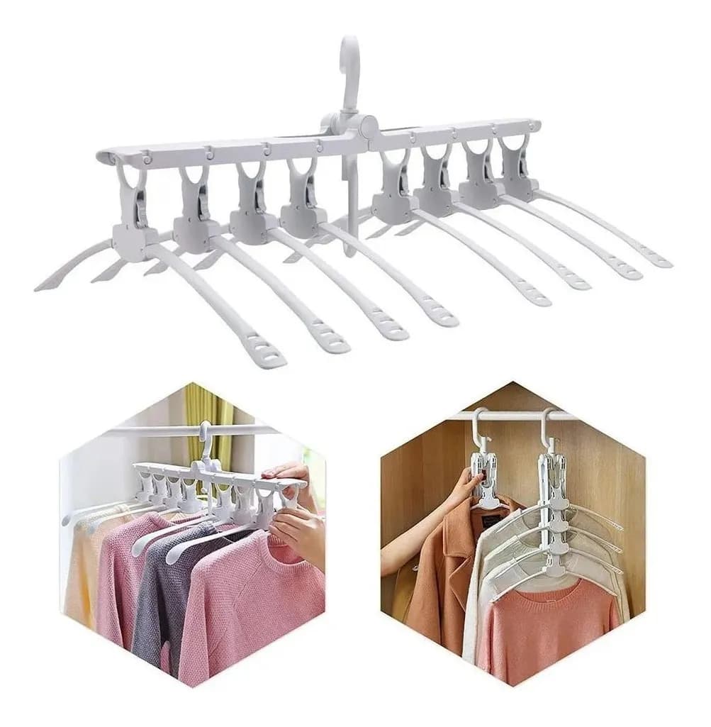 Perchero Multifunción 8 Perchas Antideslizante Plegable
