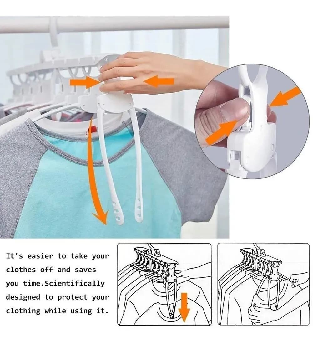 Perchero Multifunción 8 Perchas Antideslizante Plegable - imagen 6